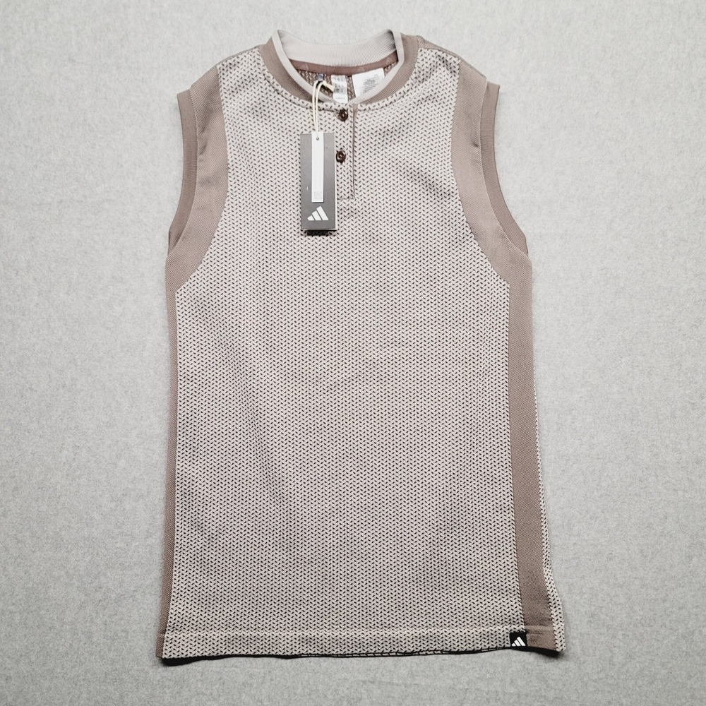 Adidas Ultimate365 Primeknit Tour Polo Women Medium Earth Strata Sleeveless Golf